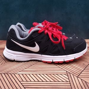 Nike Mens Revolution 2 554953-016 Black Red Running Shoes Lace Up Size 9.5